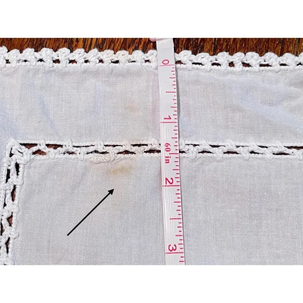 Vintage White Cotton Embroidered Placemats, Set of 7